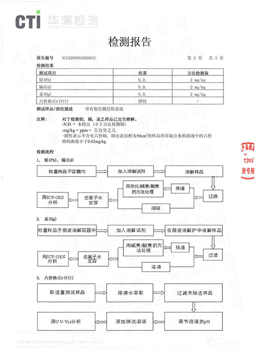 一洋五金产品 RoHS证书