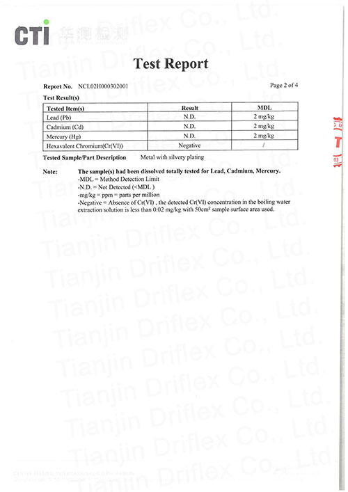 Driflex RoHS Ceritificate